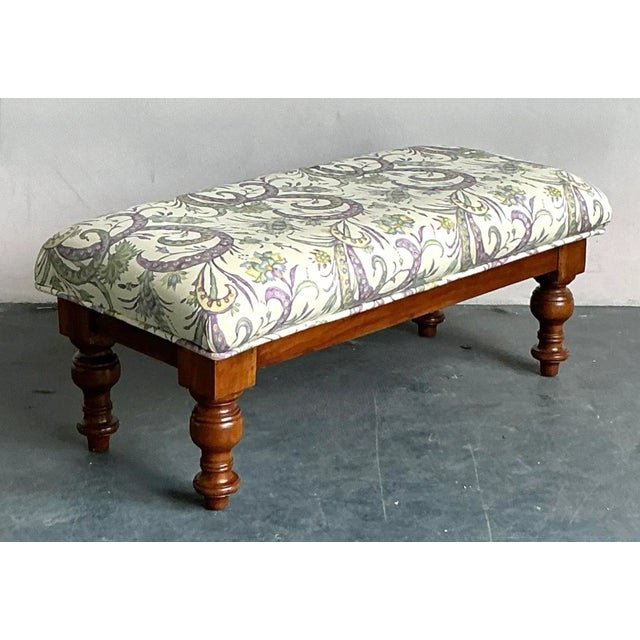 Wood Vintage Boho Turned Wood Bench For Sale - Image 7 of 12