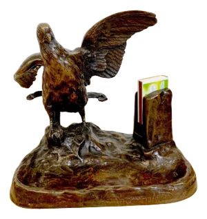 Belle Époque Bronze Game Bird Match Strike by Franciszek Jozef Kucharzyk