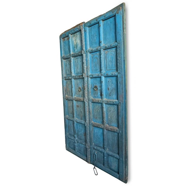 Indian Antique India Blue Doors For Sale - Image 3 of 6