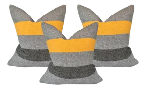 Set of Three Wool Striped Pillows
