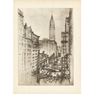 "Midtown Canyon" (42nd Street, Chrysler Building) 1939 New York Etching by Anton Schutz For Sale