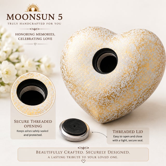 Metal Heart Cremation Urn for Ashes With Butterfly, Small Keepsake Memorial Urn for Human or Pet Ashes, White Gold Decorative Remembrance Urn For Sale - Image 7 of 11
