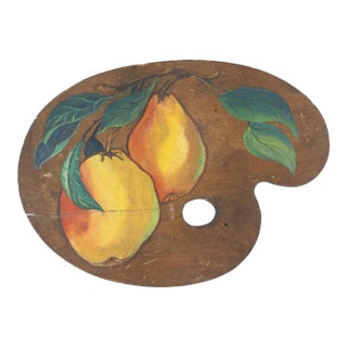 Folky Painting of Pears on an Artist Palette For Sale