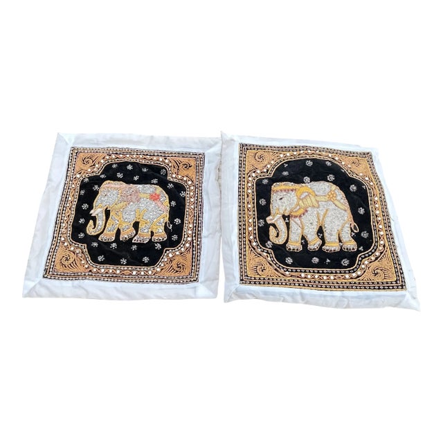 Burmese Kalaga Elephant Pillows- a Pair For Sale