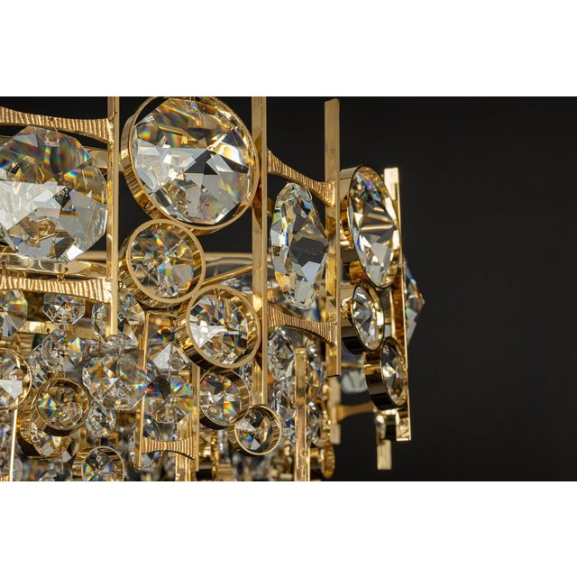 Large Gilt Brass and Crystal Chandelier from Palwa, Germany, 1970s For Sale - Image 9 of 11