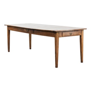 Antique French Oak Farmhouse Dining Table with Drawers For Sale