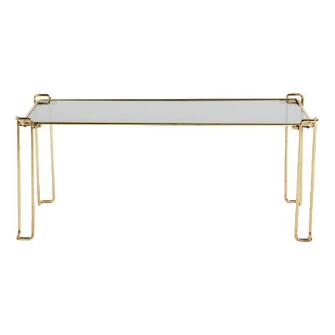 Metal and Glass Coffee Table, 1980s For Sale