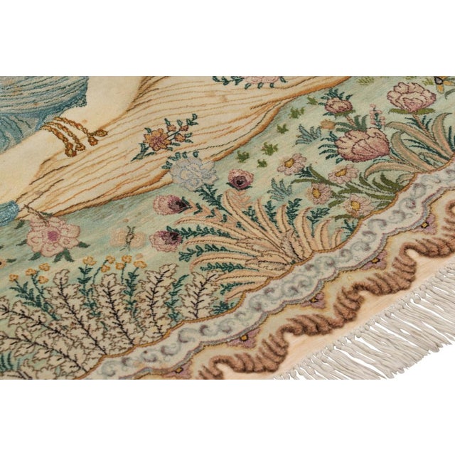 Vintage Persian Tabriz Oval Rug With Human and Landscape Pictorial - Rug & Kilim For Sale In New York - Image 6 of 9