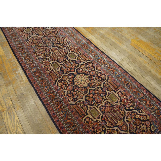 1920s Black Geometric Antique Persian Sarouk Rug 2' 7'' X 19' 0'' Handknotted Wool Carpet For Sale - Image 12 of 18