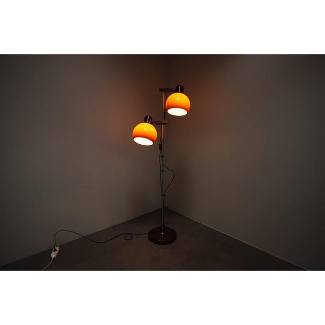Vintage Hungarian Adjustable Floor Lamp with Two Orange Globe Shades, 1970 For Sale - Image 11 of 13