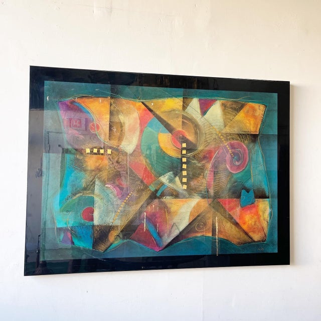 Step into the 1980s with the Postmodern Abstract Acrylic Lacquer Wall Art by Empire Art Miami. This incredible...