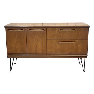 English Sideboard in Teak on Black Metal Compass Legs, 1970s For Sale