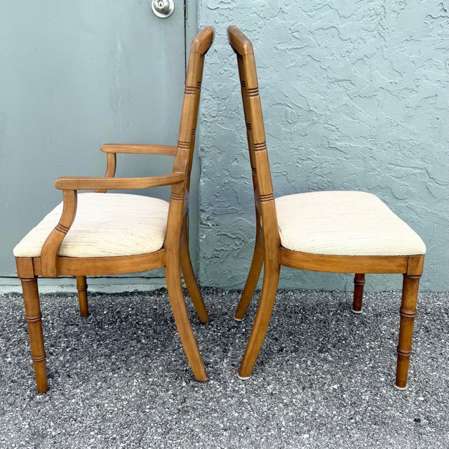 Mid 20th Century Vintage Boho Chic Faux Bamboo Cane Back Dining Chairs by Chaircraft - Set of 6 For Sale - Image 5 of 12