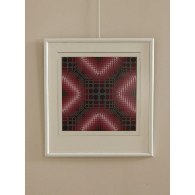 Quality Custom Framed Lithograph by Victor Vasarely (Hungarian-French, 1906-1997) of Geometric Circles, Numbered 126/300,...