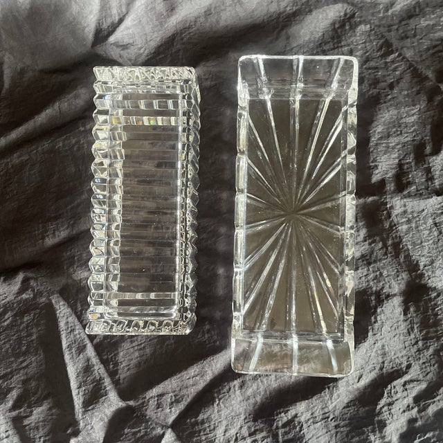 Traditional Ribbed Glass Butter Dish Box For Sale - Image 3 of 9