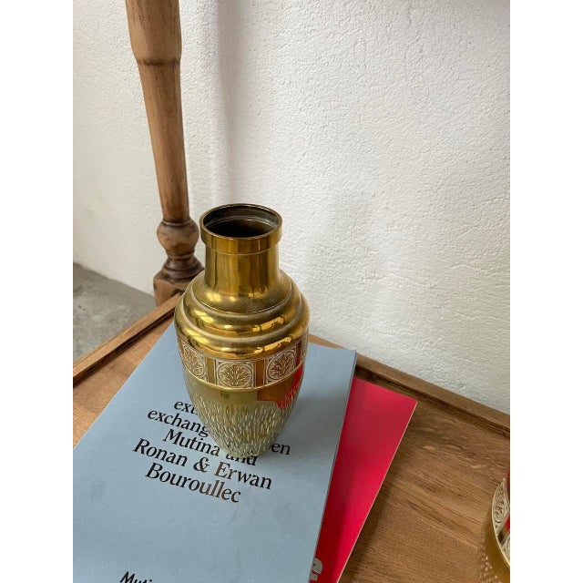 1960s Embossed Brass Vases, 1960s, Set of 2 For Sale - Image 5 of 18