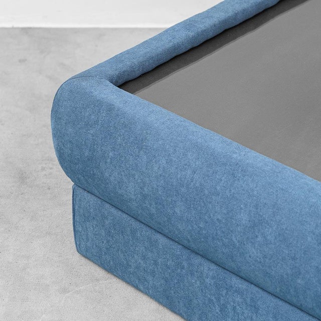 Vintage Lounge Chairs with Coffee Table in Blue Fabric, 1970s, Set of 3 For Sale - Image 11 of 13