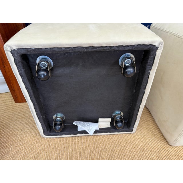 Pair of Suede Leather Ottomans by Lee Industries, New, 18” Cubes For Sale In Orlando - Image 6 of 6