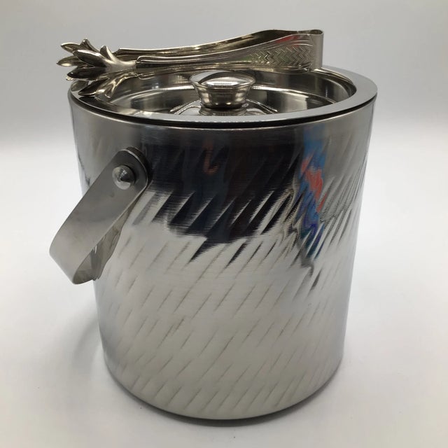 Industrial Stainless Steel Double Wall Insulated Ice Bucket With Ice Tongs by Tamari For Sale - Image 3 of 13
