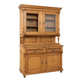 19th Century Hungarian Pine Breakfront Cupboard Display Cabinet For Sale