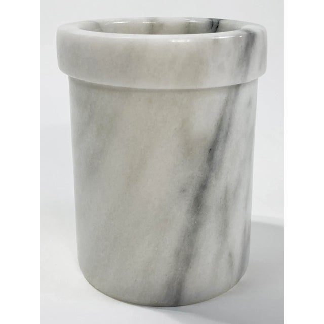 Mid-Century Modern Vintage Italian Carrara Marble Vessel Utensil Holder For Sale - Image 3 of 5