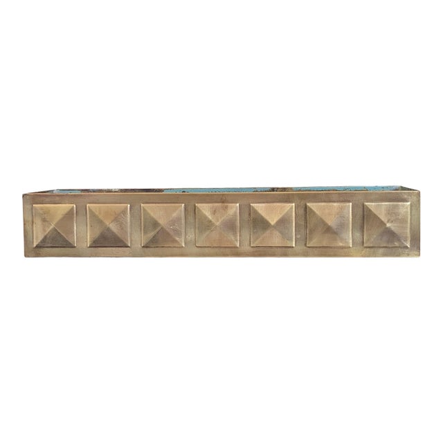 Mid Century Modern Brass Studded Tabletop Planter Box For Sale
