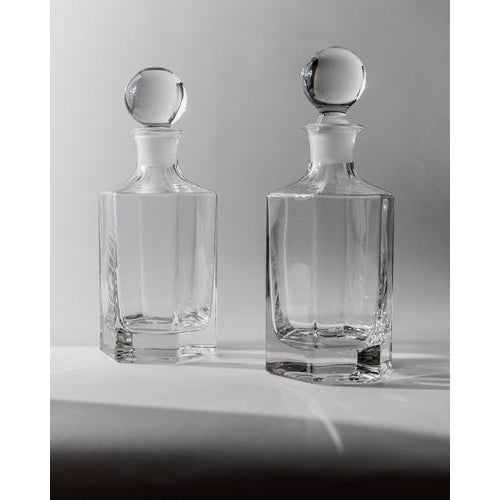 Vintage Hexagonal Glass Decanters with Sphere Stoppers, 1970s, Set of 2 For Sale - Image 11 of 11