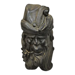 19th Century European Black Forest Figural Wood Carved Bearded Man Lidded Tobacco Jar