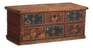 Antique Storage Trunk with Floral Decoration, 1895