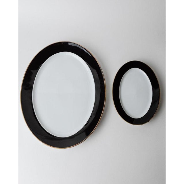 Vintage Black and White Porcelain Dinnerware Set with Gold Rim from Eschenbach Bavaria, Germany, Set of 26 For Sale - Image 5 of 17