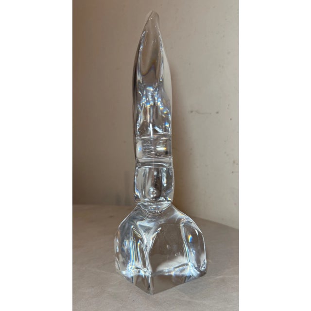 Transparent Large Vintage Handmade Blown Daum Crystal Glass Angel Fish Sculpture Statue 14in For Sale - Image 8 of 12