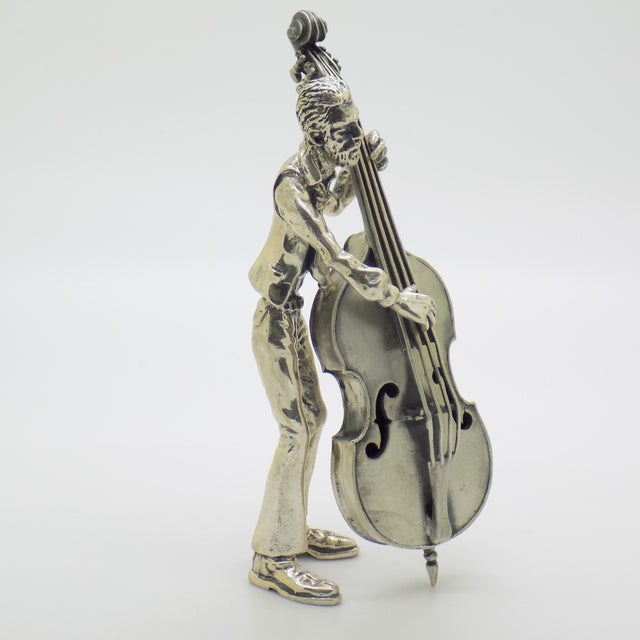 Vintage Italian Genuine Silver Cellist Large Figurine from Arezzo Toscane, 1970s For Sale - Image 13 of 18