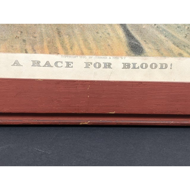 Vintage Currier & Ives “A Race for Blood!” Equestrian Harness-Racing Artwork After Louis Maurer, Framed For Sale - Image 4 of 14