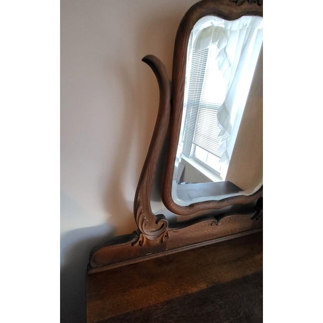 Antique Tiger Oak Dresser With Vanity Mirror For Sale - Image 4 of 8