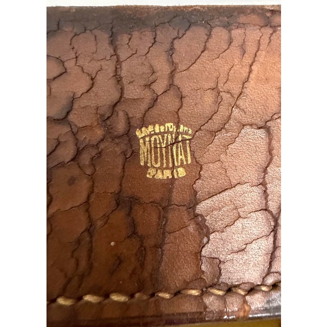 Antique Early 20th Century Leather Moynat Paris Luggage Trunk With Cruise Line Stickers For Sale - Image 11 of 17