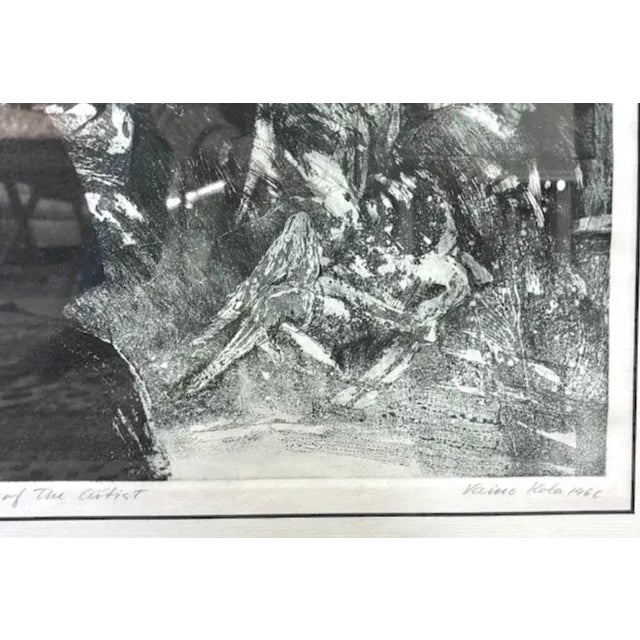 Black Mid Century Original Lithograph Titled "Portrait of the Artist" - By Artist Vaino Kola, Signed, Dated, Numbered - Jfk, American Flag For Sale - Image 8 of 9