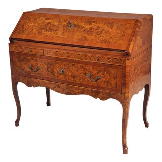 Baroque Dutch Secretaire in Walnut and Cherry, 1760 For Sale