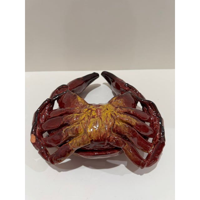 Vintage Majolica-Style Sea Creature Tureens – Crab and Lobster Ceramic Sculptures - Set of Four For Sale - Image 12 of 18