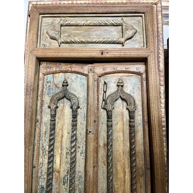 Brown Antique Doors Mid Century Teak Exterior Door With Frame 94.5x45.5 For Sale - Image 8 of 12