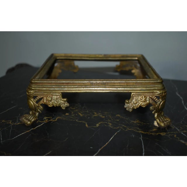 Vintage English Export Hand Painted Floral Design Ceramic Bowl W/Brass Stand For Sale - Image 11 of 12