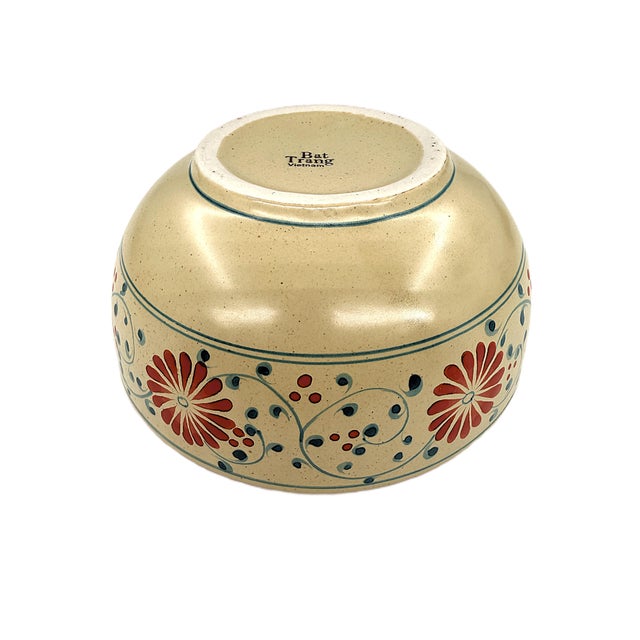 Red Asian Modern Bat Trang Vietnamese Ceramic Soup Bowls With Hand Painted Red Blue Floral Motif - Set of 6 For Sale - Image 8 of 11