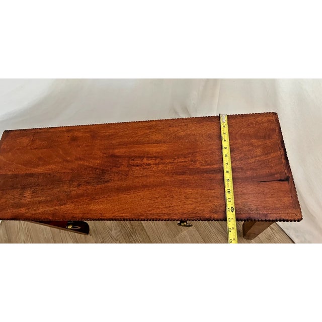 Sofa Table Two Drawers Brass Accents Carved Top Edges Mahogany For Sale In Palm Springs - Image 6 of 9