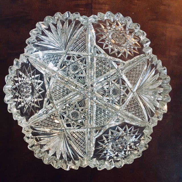 8” American Brilliant Period Cut Glass Bowl With Star Pattern Chairish