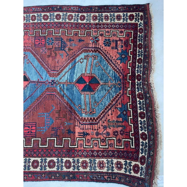 Vintage Village Life Woven Throughout Shiraz Rug 4.6 x 6.9 For Sale - Image 9 of 14