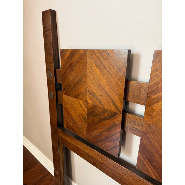 Mid 20th Century Lane Staccato Brutalist Mid Century Walnut Queen Headboard For Sale - Image 5 of 10