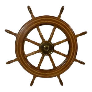 Ships Wheel with Brass Hub and Inlay