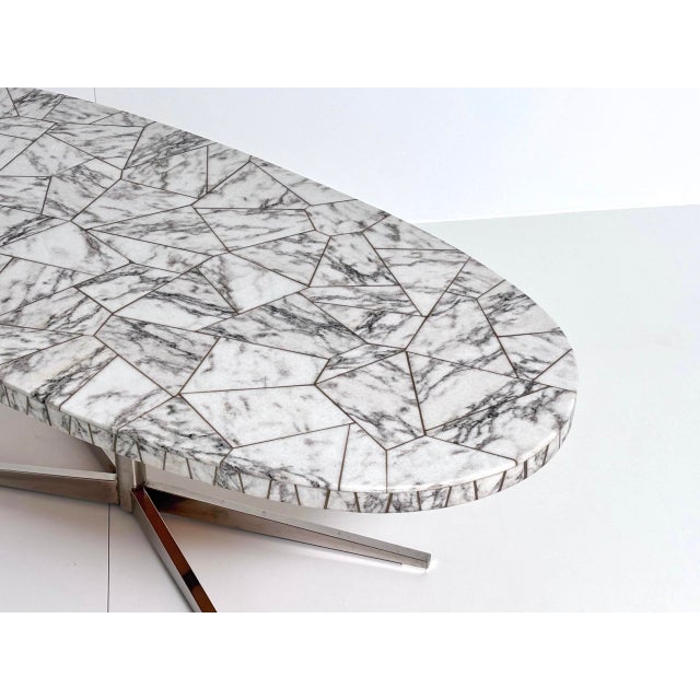 Mid-Century Dining Table with Oval Marble Mosaic Top For Sale - Image 10 of 14