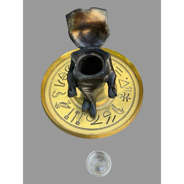 Antique Egyptian Revival Figural Bronze Pharaoh Inkwell For Sale - Image 4 of 10