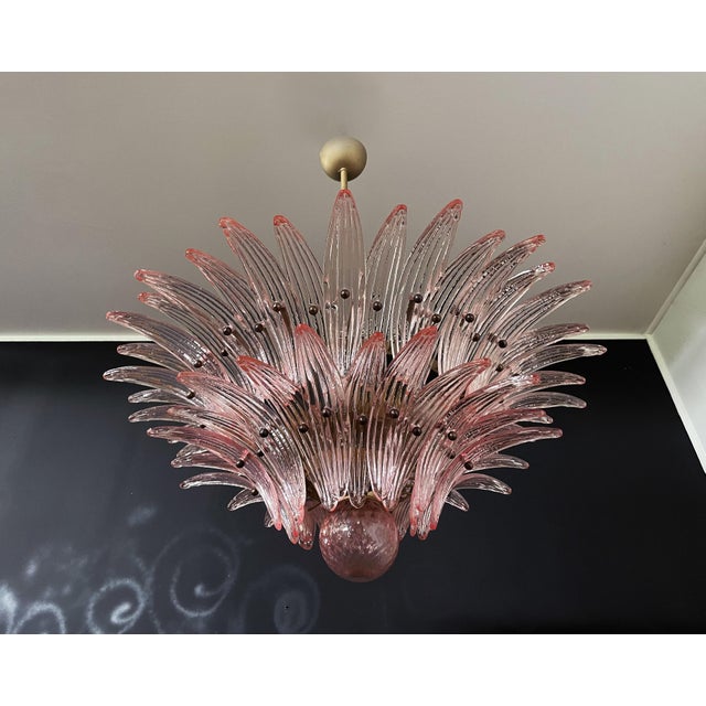 Murano Chandelier with Pink Palmette Glasses, 1990s For Sale - Image 18 of 18