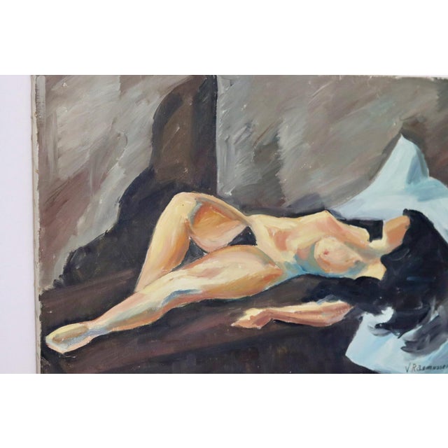 Mid-Century Modern V. Rasmussen, Reclining Nude, 1950s, Oil on Canvas For Sale - Image 3 of 10